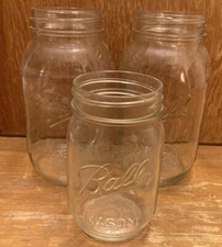 Clear Ball Mason Jars Canning Vintage Quart And 1/2 Qt. Lot of 3 USA Made