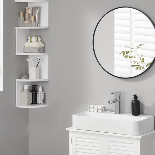 5-Tier Wall Mounted Corner Shelves White Decorative Display Stand Wall-Mounted - Picture 9 of 12