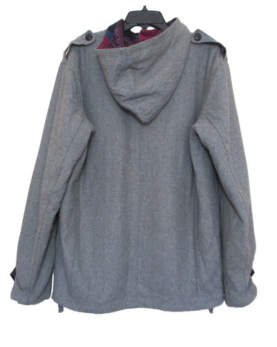 Sabit Tanoshinde Hooded Jacket With Pockets Gray Wool Blend Sz 2XL Men - Picture 2 of 9