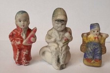 Vintage Lot of 3 Frozen Charlotte Penny Doll Set Bisque Boy Figurine Japan 1930s