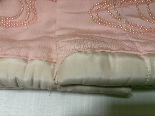 Vintage Japanese Wedding Kimono Uchikake Pink Embroidery Cranes Flowers Silk F/S - Picture 11 of 20