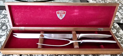 Vintage Gerber Legendary Blades Carving Set in Walnut Case Ron & Excalibur 