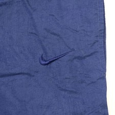 Rare Vintage NIKE Tonal Swoosh Nylon Track Pants 90s 2000s White Tag Navy Blue M