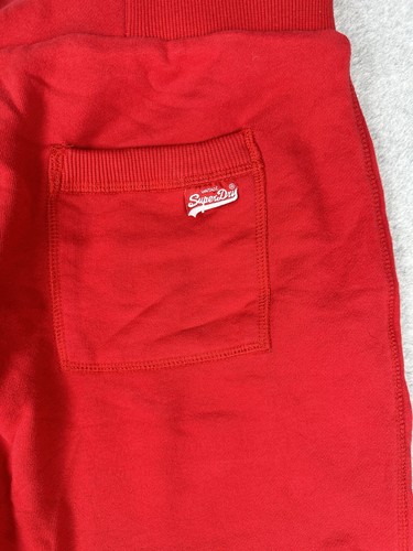 Superdry Shorts Uomo L Rosso Track & Field Fleece Warmup Sport Treno Felpa - Foto 6 di 11