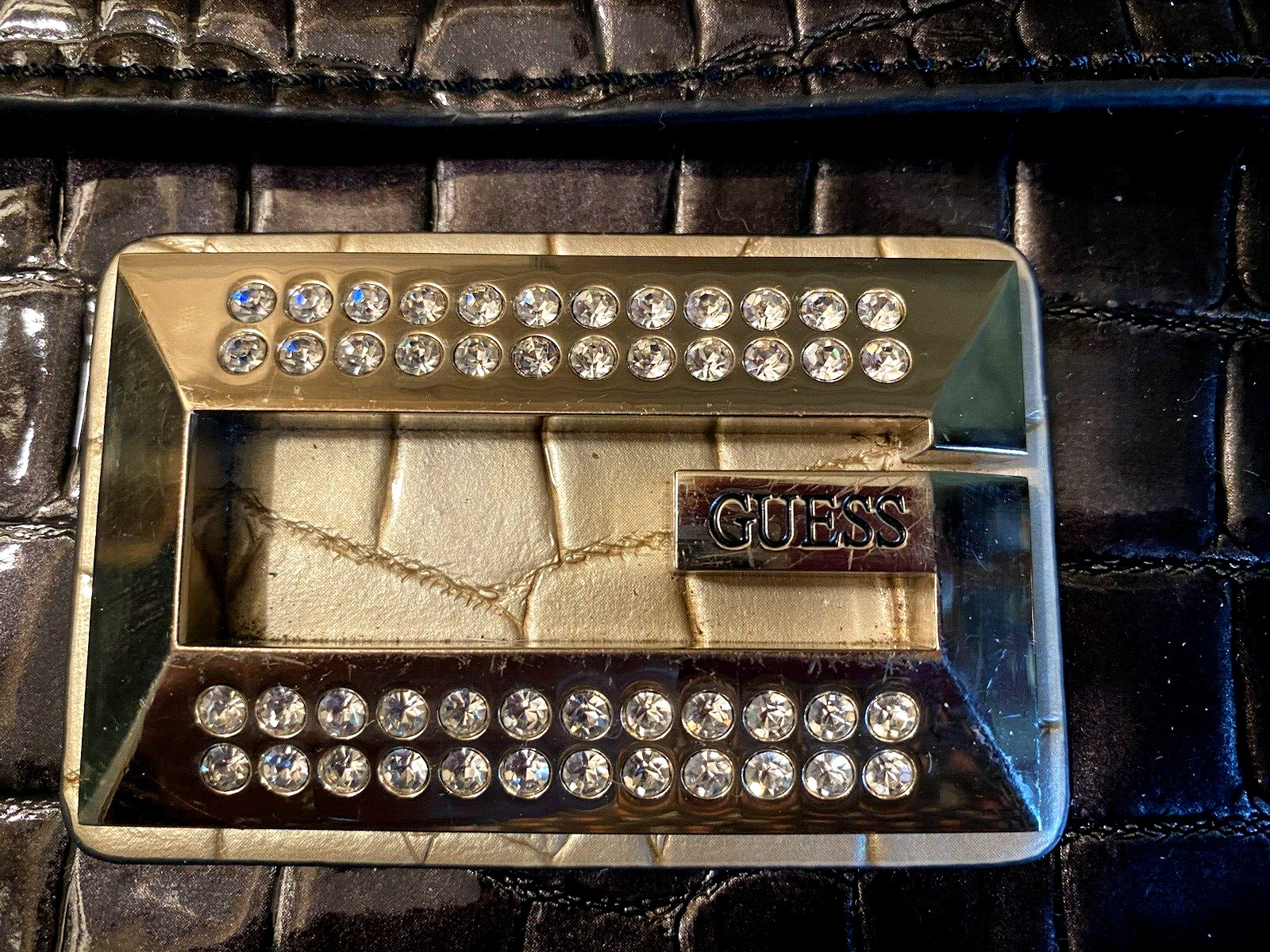 Guess Handbag Purse Black Brown & Tan Patent Leat… - image 3