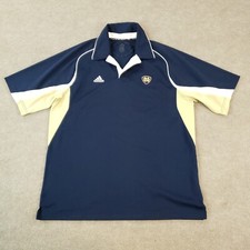 Notre Dame Fighting Irish Polo Shirt Mens Large Blue Short Sleeve Adidas NCAA