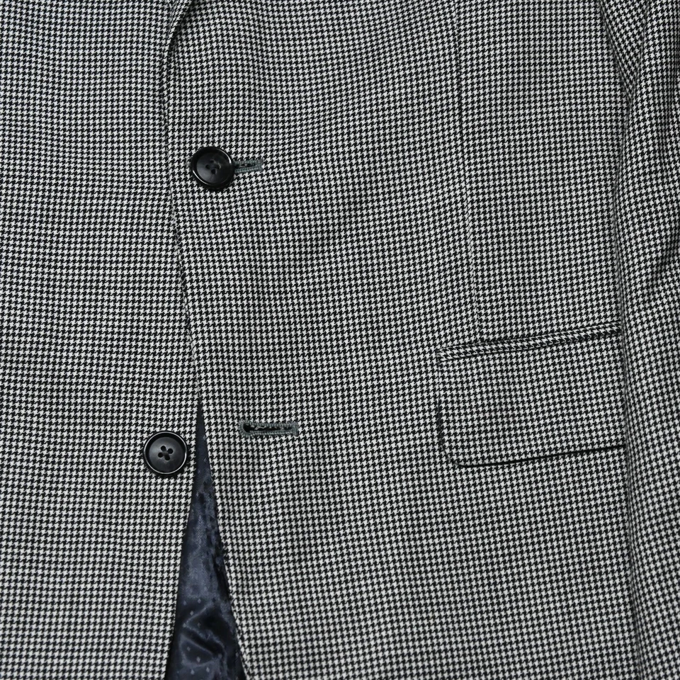 Adolofo 40R Gray Houndstooth 100% Wool Mens Blazer Suit Jacket Coat - Image 3 of 4