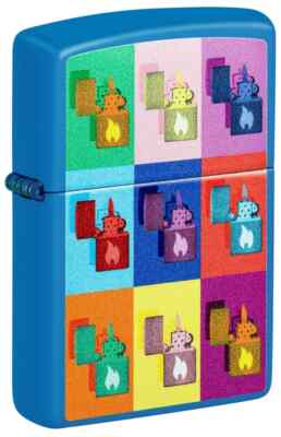 Zippo ライター 新選組隊旗デザイン F-222-01 Zippo 48722, Pop Art Zippo Flame Design, Sky Blue Matte Finish