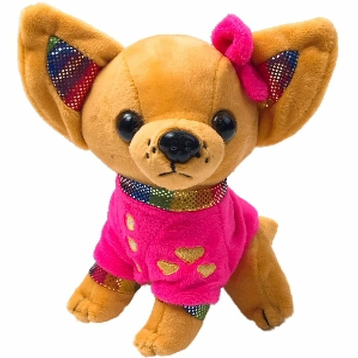 Linzy Toys Plush Pink Chihuahua 6.5 Puppy Dog Stuffed Animal Pal With  Rainbow