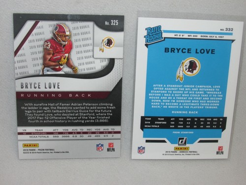 Bryce Love - 2 Rookie Cards * 2019 Panini Prizm, 2019 Donruss - Picture 4 of 6