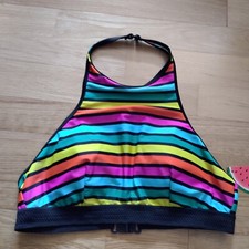 Stylish Striped Halterneck Swim Top Size 12