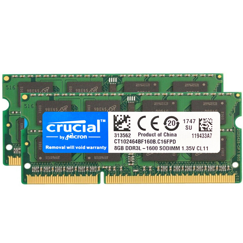 Support Ps3 Kit RAM Crucial 16 Go (2x8 Go) DDR3L 1600 MHz Pour PC Portable - 1,35 V, SODIMM Ddr3 32go
