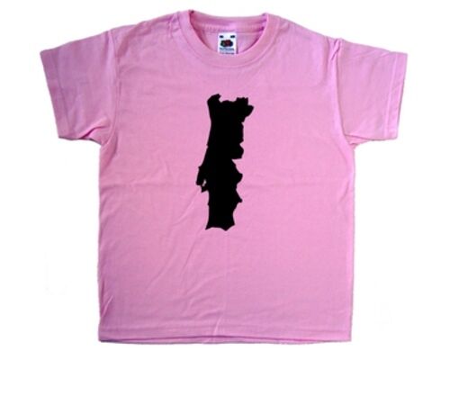 Portugal Outline Pink Kids T-Shirt - Afbeelding 1 van 1
