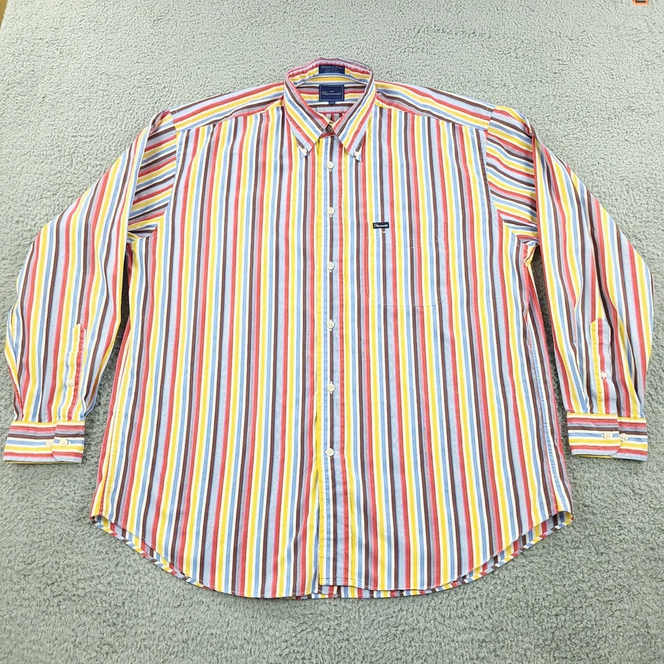 Camisa Faconnable Para Hombres XL Extra Grande Azul Rojo Amarillo Negocios Oficina Informal EE. UU. Foto 3 de 4