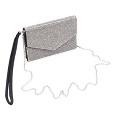 Rhinestone PU Leather Wallet on Chain Cell Phone Wristlet Clutch Purse Crossbody