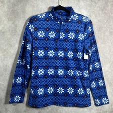 Crown Ivy Polar Fleece Jacket Boys Large Blue Fair Isle Snowflake Holiday