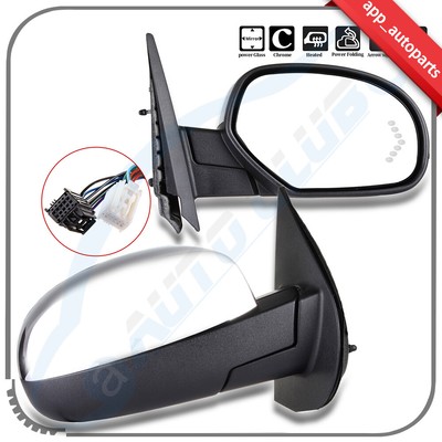 Pair Side Mirror For 07-13 Chevy GMC Chrome Power Memory Fold Heated Arrow Light
