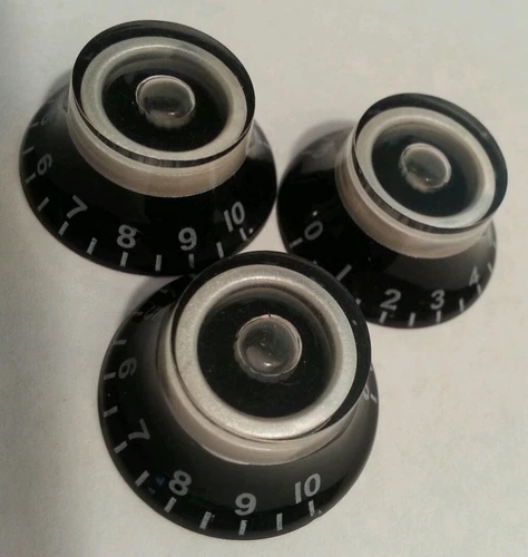 3 Guitar volume / tone knobs..Pearl White/Black.. JAT CUSTOM GUITAR PARTS