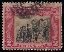 1929 COMMEMORATIVE GEORGE ROGERS CLARK 2c USED STAMP SCOTT 651