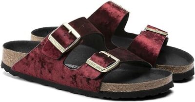 New in-Box Birkenstock Women's Arizona Velvet Sandals Burgundy - Select Size