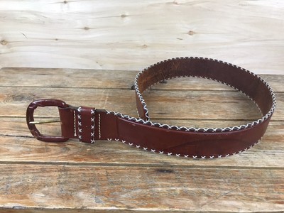 Vintage Henri Bendel Brown Leather Belt Large/28? Stitched  display picture 1