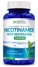 Max Strength Nicotinamide 1200mg with Resveratrol Anti-aging NAD Vitamin B3 FREE