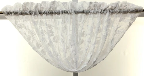 VINTAGE NEW Crushed Floral Lace Crescent Valance Shirred to 30Wx16L as Shown