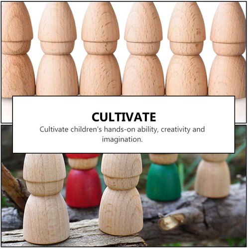 6 Pcs Hand-painted Puppets Child Kit Decorative officiel Wood Peg Figures