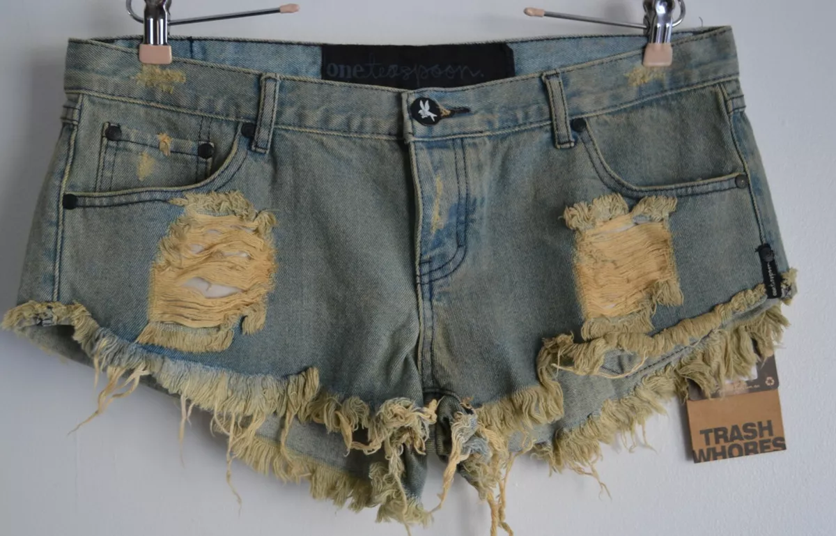 One Teaspoon Shorts Trash Whores Kentucky Size 14 Blue