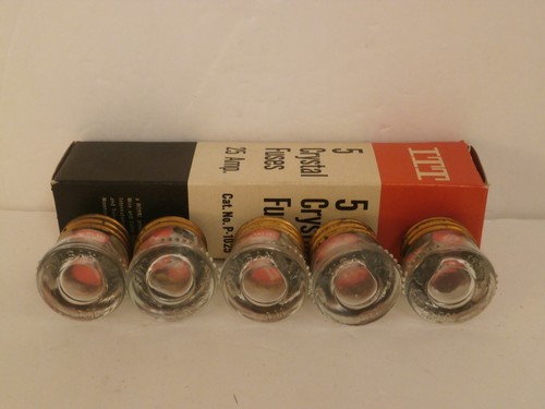 ITT BOX OF 5 CRYSTAL FUSES 25 AMPS P-1025 *NEW SURPLUS IN BOX* - Picture 2 of 2