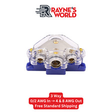 3 Way Distribution Block 0-4 AWG In, 4-10 AWG Out Car Audio Amp Power or Ground
