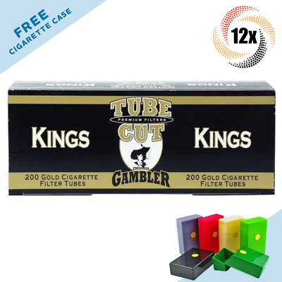 12x Boxes Gambler Tube Cut Gold Light Kings Cigarette Filter Tubes | 200  Per Box