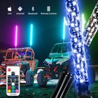 Paire d'antenne lumineuse fouet LED RVB spirale 3 pieds avec drapeau + télécommande pour VTT UTV RZR Polaris