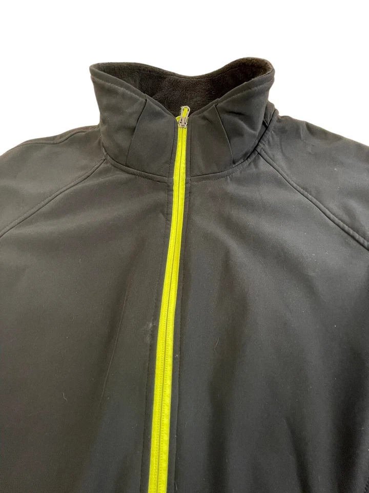 Chaqueta para mujer Xersion cremallera frontal negra manga larga talla grande 1X borde verde lima” Foto 2 de 4