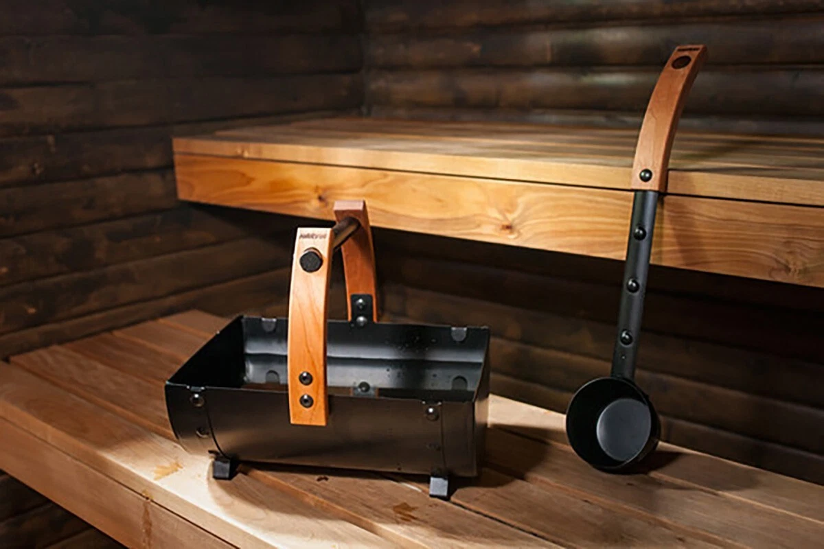 Sauna Steam Room Accessories Bucket and Ladle Set HARVIA Black Forged Iron  | eBay