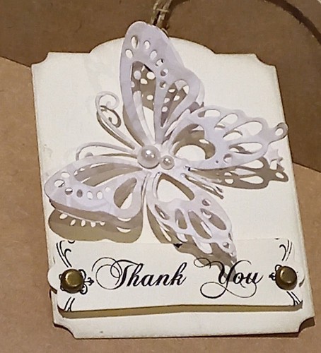 Handmade vintage/shabby butterfly all occasion 'Thank you' gift tags with twine. - Picture 10 of 11
