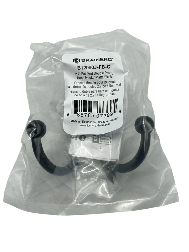 Gancho de pared decorativo negro mate Brainerd 2 ganchos 2,69 pulgadas H B12090J-FB-C Foto 2 de 4