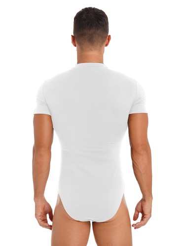 Mens One Piece Bodysuit Jumpsuit Undershirt Button Crotch Leotard Underwear - Picture 16 of 33