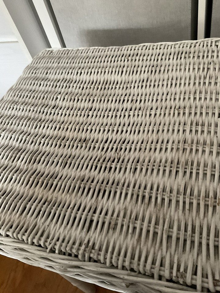 Vintage White Wicker Table eBay