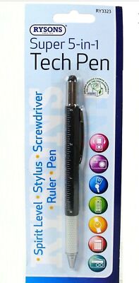 SUPER TECH PEN MINI-LINEAL SCHRAUBENDREHER WASSERWAAGE WEICHE SPITZE STYLUS TASCHENCLIP
