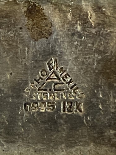 Fibbia da cintura ANTICA VINTAGE ALC Messico argento sterling 925 e oro 12K ornato 1 - Foto 3 di 4