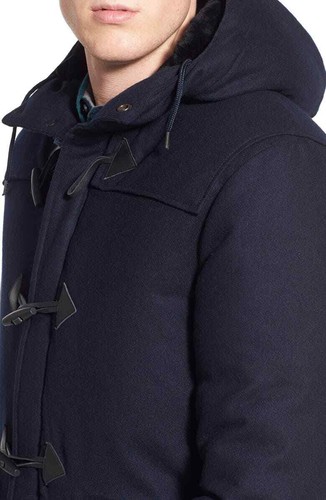 NWTS PENFIELD Milton Melton Wool Blend Down Duffle Coat Jacket Navy Men's Sz L - Picture 2 of 12