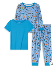 Max  Olivia Toddler Boys Snug Fit 3 Piece Pajama Set, Blue, 2T