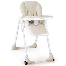 Costway Baby Foldable Convertible High Chair Adjustable Height Recline Beige