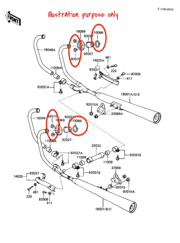 Juego de reparación de juntas de colector de escape Kawasaki KZ550A/C/D, KZ650H, KZ750E/F/H/L Foto 2 de 2