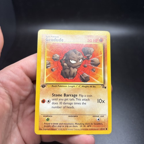 1st Edition Geodude 47/62 Fossil Common Pokemon TCG Vintage WotC 1999 NM -j - Picture 8 of 8