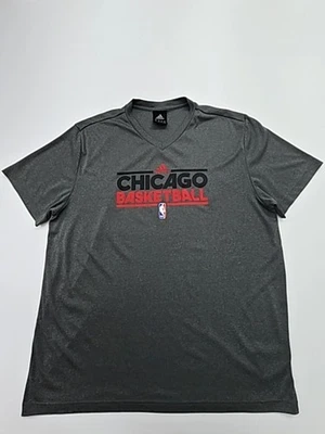 T-shirt de basketball Adidas 2XL Chicago pour hommes en gris anthracite - Photo 1/4