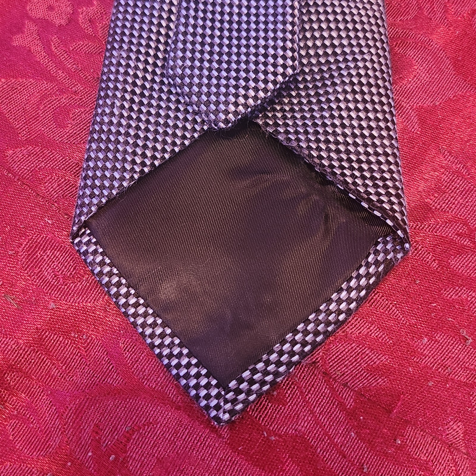 Michael Kors Black And Grey Woven 100% Silk Tie image 2