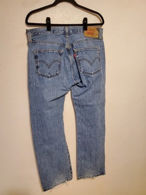 Levi s 501 Jeans 35x30 Thrashed Distressed DIY Button Fly Straight Denim