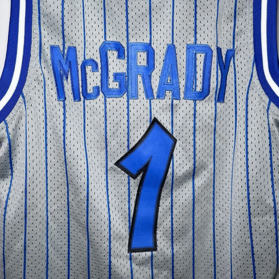 Camiseta deportiva a rayas pequeña vintage del equipo Y2K Nike NBA Orlando Magic Tracy McGrady #1 Foto 4 de 4